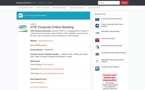GTE Financial Credit Union Banking Login