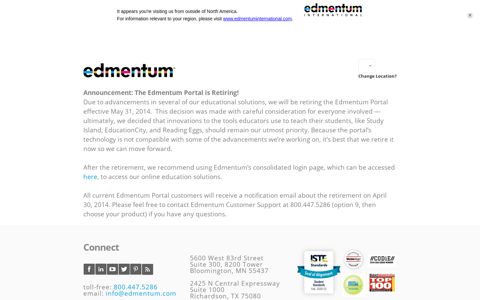 Edmentum Portal - Login Page Announcement | Edmentum