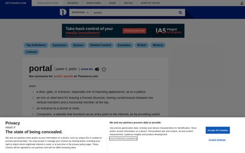 Portal | Definition of Portal at Dictionary.com