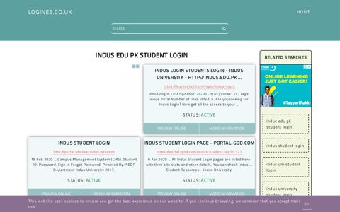 indus edu pk student login - General Information about Login