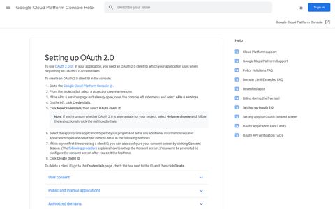Setting up OAuth 2.0 - Google Cloud Platform Console Help