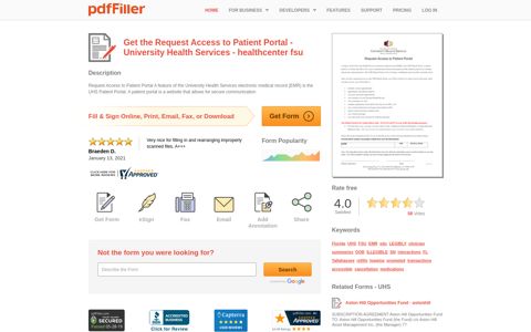 Fillable Online healthcenter fsu Request Access to Patient Portal