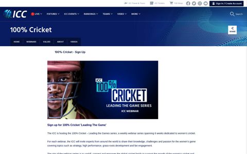 100% Cricket - Sign Up - ICC Cricket