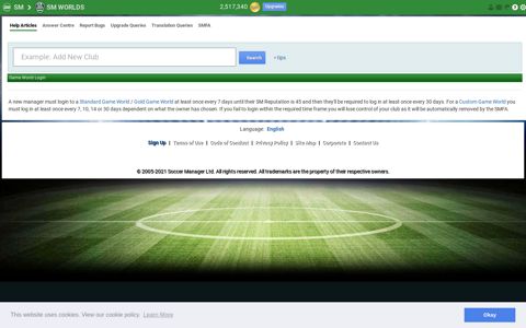Game World Login | Online Help - Soccer Manager