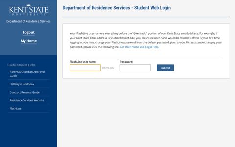 Department of Residence Services - Student Web Login