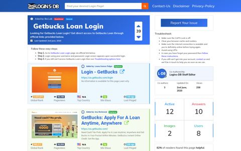 Getbucks Loan Login - Logins-DB