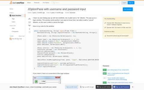 JOptionPane with username and password input - Stack ...