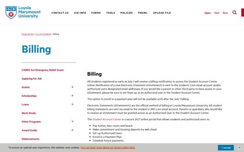 Billing - Loyola Marymount University - Financial Aid