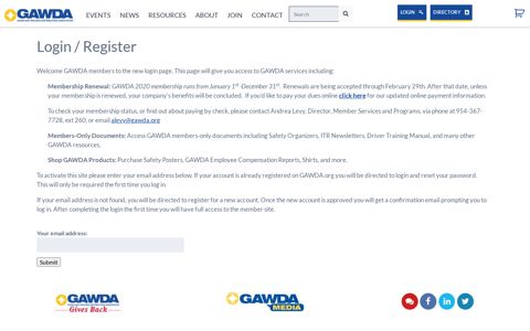 Login / Register - GAWDA