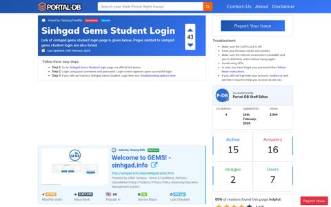 Sinhgad Gems Student Login - Portal-DB.live