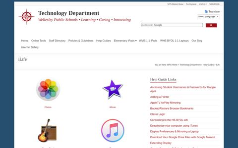 iLife | Technology Department - Wellesley Public Schools