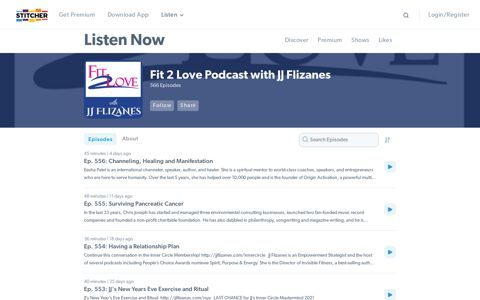 Fit 2 Love Podcast with JJ Flizanes | Listen via Stitcher for ...