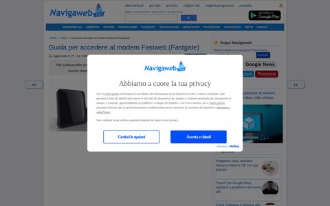 Guida per accedere al modem Fastweb (Fastgate) - Navigaweb