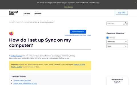How do I set up Sync on my computer? | Firefox Help