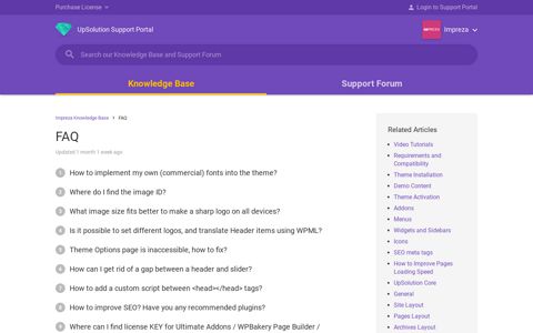 FAQ - Impreza Knowledge Base - UpSolution Support Portal