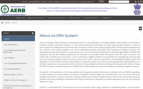 eLORA | AERB - Atomic Energy Regulatory Board