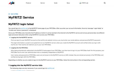 MyFRITZ! login failed | AVM International