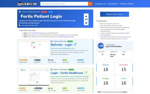 Fortis Patient Login - Logins-DB