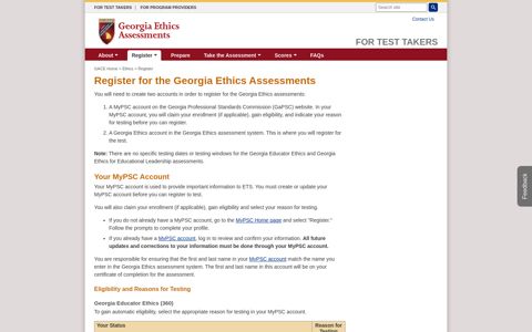 Registration for the Georgia Ethics Assessments - GACE - ETS