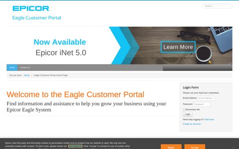 Eagle Customer Portal Home Page