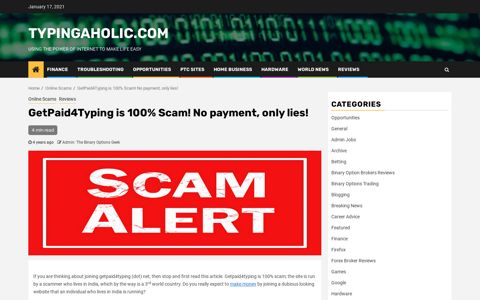 GetPaid4Typing is 100% Scam! No payment, only lies!