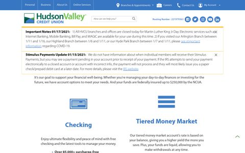 Personal Bank Accounts | Hudson Valley Credit Union
