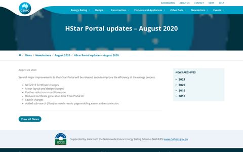 HStar Portal updates - August 2020 - Australian Housing Data