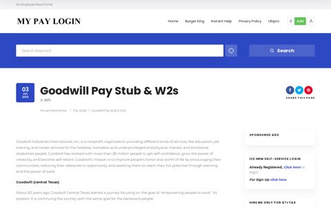 Goodwill Pay Stub & W2s | MY PAY LOGIN