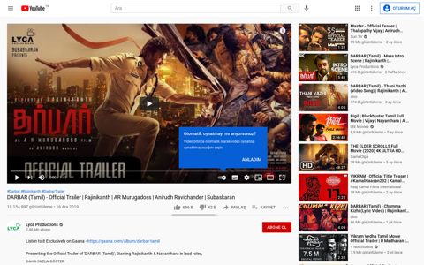 DARBAR (Tamil) - Official Trailer | Rajinikanth | AR ... - YouTube