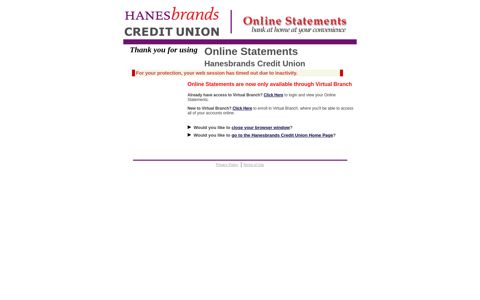 Hanesbrands Credit Union Online Statements Logon