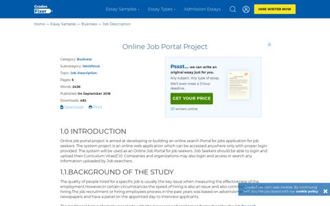 Online Job Portal Project: [Essay Example], 2436 words ...