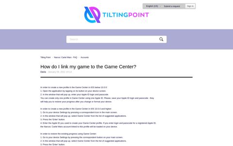 How do I link my game to the Game Center? – Tilting Point