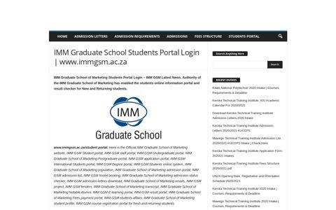 IMM Graduate School Students Portal Login | www.immgsm ...