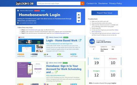 Homebasework Login - Logins-DB