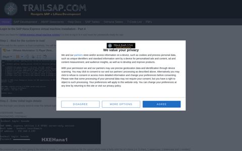Login to the SAP Hana Express virtual machine - Part 4