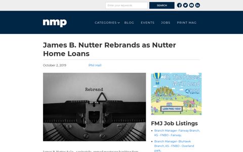 James B. Nutter Rebrands as Nutter Home Loans