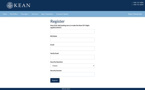 Registration - Kean Student Health Portal