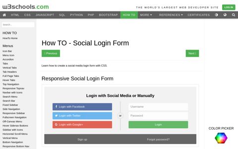 How To Create a Social Media Login Form - W3Schools