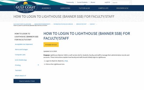 How to Login to Lighthouse ... - Gulf Coast State College