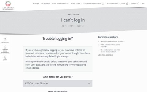 I can't log in - ADDC