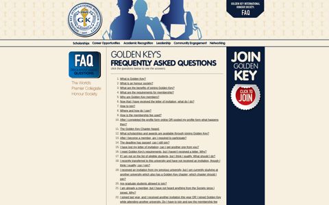 Golden Key Honour Society Frequenty Asked Questions