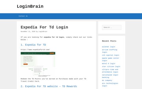 expedia for td login - LoginBrain