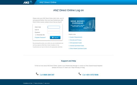 Log on - ANZ Direct Online