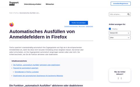 Automatisches Ausfüllen von Anmeldefeldern in Firefox | Hilfe ...