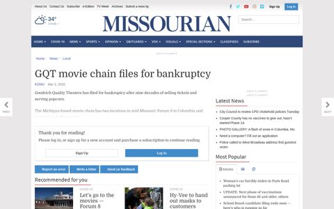 GQT movie chain files for bankruptcy | Local ...
