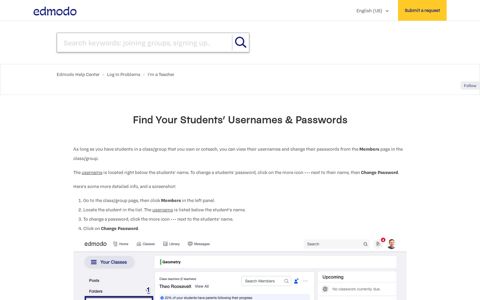 Find Your Students' Usernames & Passwords – Edmodo Help ...