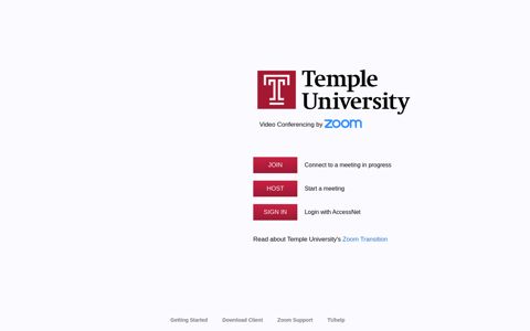 Temple University Video Conferencing by Zoom