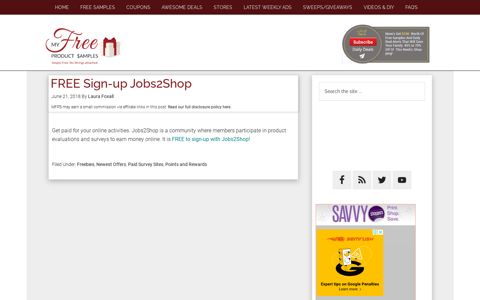 FREE Sign-up Jobs2Shop | MyFreeProductSamples.com