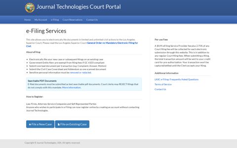 e-Filing Services | Journal Technologies Court Portal