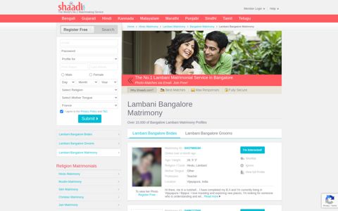 Lambani Matrimonials - No.1 Site for Bangalore Lambani ...